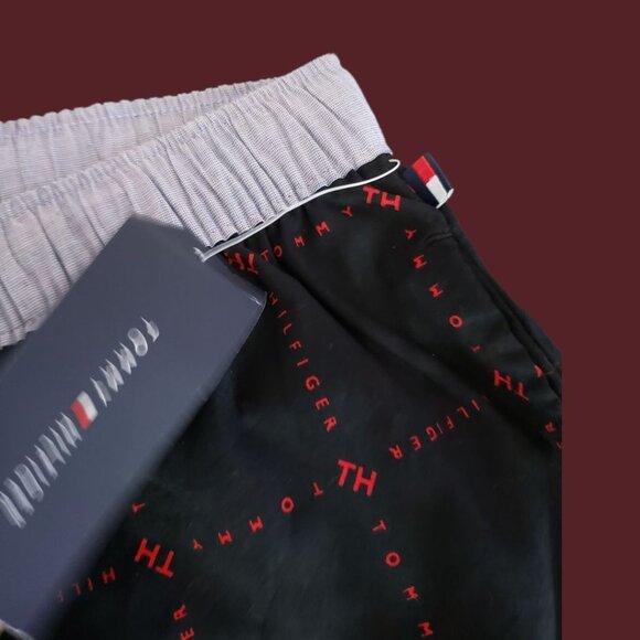 Tommy Hilfiger Mens Sleepwear Pajama Pants Logo Print 100% Cotton Blk/red Medium - Picture 12 of 13